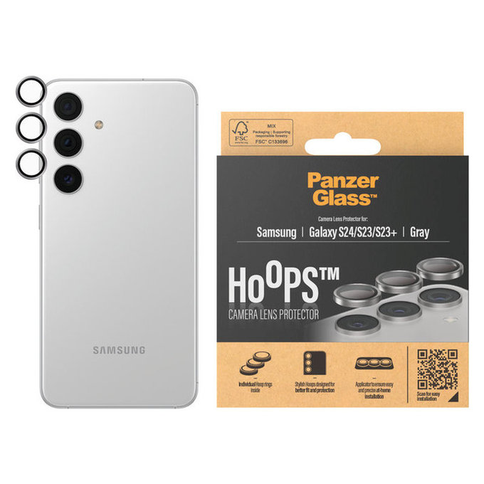 Camera Lens Protector Hoops for Samsung Galaxy S24/S23/S23+, Gray, PanzerGlass