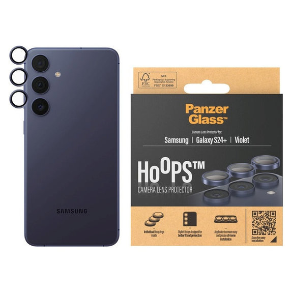 Camera Lens Protector Hoops for Samsung Galaxy S24+, Purple, PanzerGlass