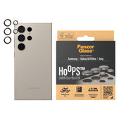 Camera Lens Protector Hoops for Samsung Galaxy S24 Ultra, Gray, PanzerGlass