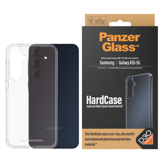 Case HardCase D3O for Samsung Galaxy A55 5G, Transparent, PanzerGlass
