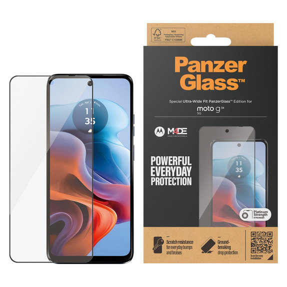 Tempered Glass UWF for Motorola Moto G34, Black, PanzerGlass