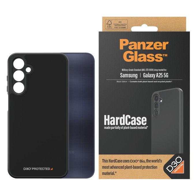 Case HardCase D3O for Samsung Galaxy A25 5G, Black, PanzerGlass