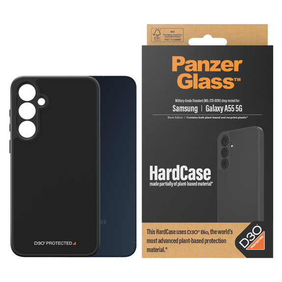 Case HardCase D3O for Samsung Galaxy A55 5G, Black, PanzerGlass