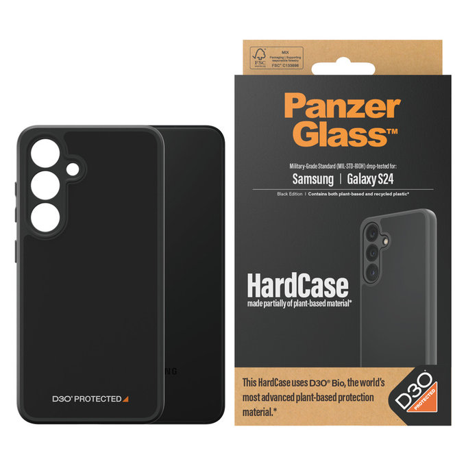 Case HardCase D3O for Samsung Galaxy S24, Black, PanzerGlass