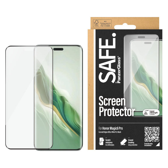 Tempered Glass UWF for Honor Magic6 Pro, Black, SAFE by PanzerGlass