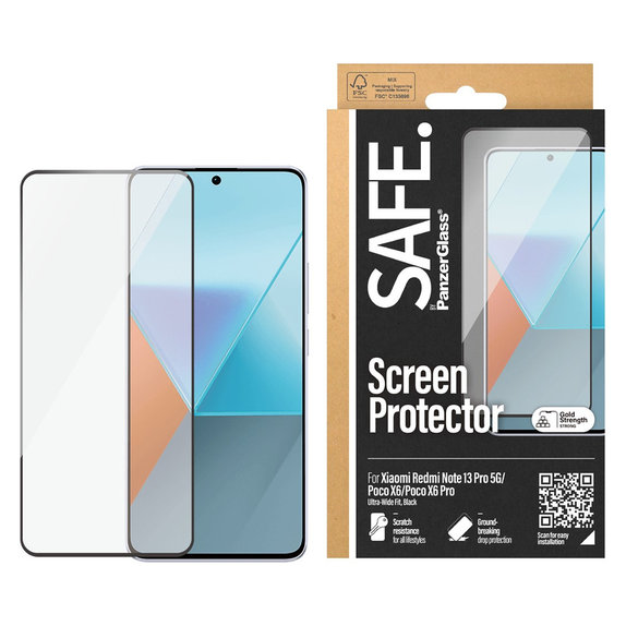 Tempered Glass UWF for Xiaomi Redmi Note 13 Pro 5G, Black, SAFE by PanzerGlass