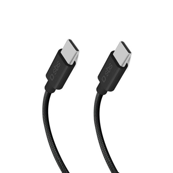 SBS - Braided Cable USB-C/USB-C, PD, 100W, 1.5m, black
