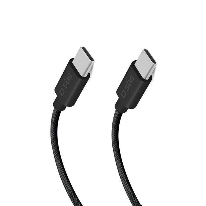 SBS - Braided Cable USB-C/USB-C, PD, 100W, 1.5m, black