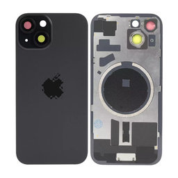 Apple iPhone 15 - Rear Housing Glass + Camera Lens + Metal Plate + Magsafe Magnets (Black)