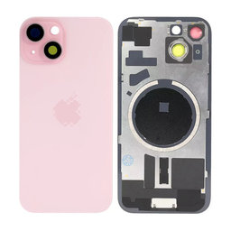 Apple iPhone 15 - Rear Housing Glass + Camera Lens + Metal Plate + Magsafe Magnets (Pink)