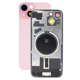Apple iPhone 15 - Rear Housing Glass + Camera Lens + Metal Plate + Magsafe Magnets (Pink)