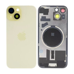 Apple iPhone 15 - Rear Housing Glass + Camera Lens + Metal Plate + Magsafe Magnets (Yellow)
