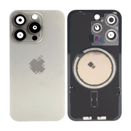 Apple iPhone 15 Pro - Rear Housing Glass + Camera Lens + Metal Plate + Magsafe Magnets (Natural Titanium)