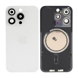 Apple iPhone 15 Pro - Rear Housing Glass + Camera Lens + Metal Plate + Magsafe Magnets (White Titanium)