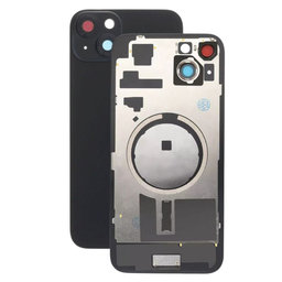 Apple iPhone 15 Plus - Rear Housing Glass + Camera Lens + Metal Plate + Magsafe Magnets (Black)