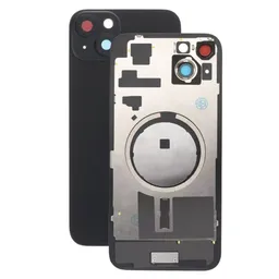 Apple iPhone 15 Plus - Rear Housing Glass + Camera Lens + Metal Plate + Magsafe Magnets (Black)