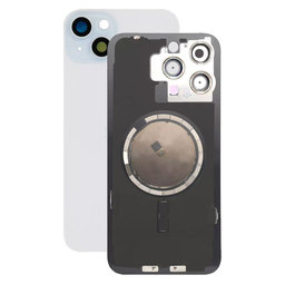 Apple iPhone 15 Plus - Rear Housing Glass + Camera Lens + Metal Plate + Magsafe Magnets (Blue)
