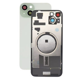 Apple iPhone 15 Plus - Rear Housing Glass + Camera Lens + Metal Plate + Magsafe Magnets (Green)