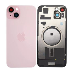 Apple iPhone 15 Plus - Rear Housing Glass + Camera Lens + Metal Plate + Magsafe Magnets (Pink)