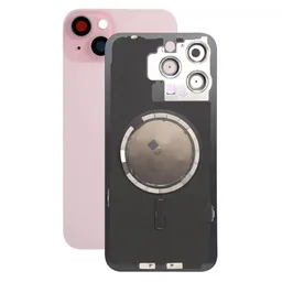 Apple iPhone 15 Plus - Rear Housing Glass + Camera Lens + Metal Plate + Magsafe Magnets (Pink)