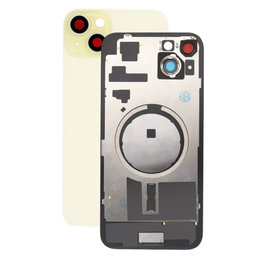 Apple iPhone 15 Plus - Rear Housing Glass + Camera Lens + Metal Plate + Magsafe Magnets (Yellow)
