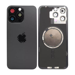 Apple iPhone 15 Pro Max - Rear Housing Glass + Camera Lens + Metal Plate + Magsafe Magnets (Black Titanium)