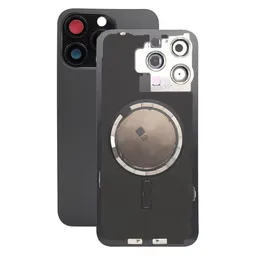 Apple iPhone 15 Pro Max - Rear Housing Glass + Camera Lens + Metal Plate + Magsafe Magnets (Black Titanium)