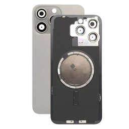 Apple iPhone 15 Pro Max - Rear Housing Glass + Camera Lens + Metal Plate + Magsafe Magnets (Natural Titanium)