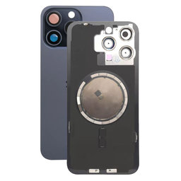 Apple iPhone 15 Pro Max - Rear Housing Glass + Camera Lens + Metal Plate + Magsafe Magnets (Blue Titanium)