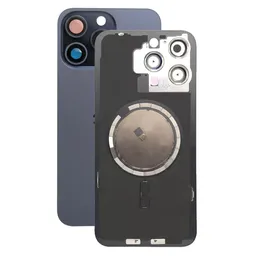 Apple iPhone 15 Pro Max - Rear Housing Glass + Camera Lens + Metal Plate + Magsafe Magnets (Blue Titanium)