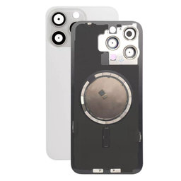 Apple iPhone 15 Pro Max - Rear Housing Glass + Camera Lens + Metal Plate + Magsafe Magnets (White Titanium)