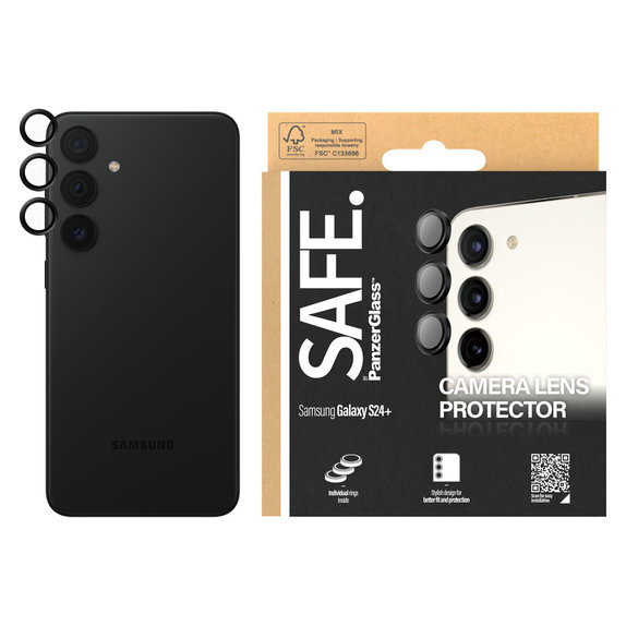 Camera Lens Protector for Samsung Galaxy S24+, Black, SAFE by PanzerGlass