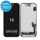 Display Soft OLED for iPhone 15, Touch Screen with Frame, FixPremium