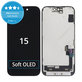 Display Soft OLED for iPhone 15, Touch Screen with Frame, FixPremium