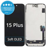 Display Soft OLED for iPhone 15 Plus, Touch Screen with Frame, FixPremium