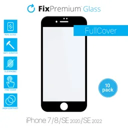 FixPremium FullCover Glass - Tempered Glass for iPhone 7, 8, SE 2020 & SE 2022 (10 Pack)