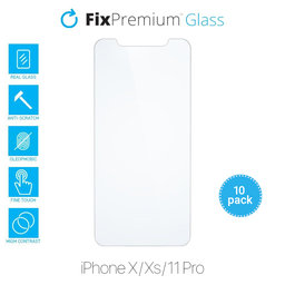 FixPremium Glass - Tempered Glass for iPhone X, XS & 11 Pro (10 Pack)