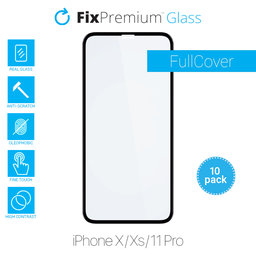 FixPremium FullCover Glass - Tempered Glass for iPhone X, XS & 11 Pro (10 Pack)