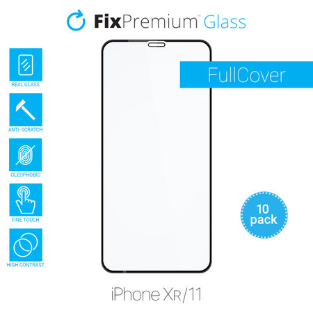 FixPremium FullCover Glass - Tempered Glass for iPhone XR & 11 (10 Pack)
