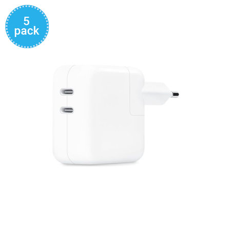 Apple - 35W Dual USB-C Charging Adapter - MNWP3ZM/A (5 Pack)
