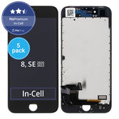 Display 5 Pack In-Cell for iPhone 8, SE (2020), SE (2022), Black, Touch Screen with Frame, FixPremium
