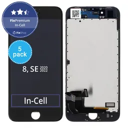 Apple iPhone 8, SE (2020), SE (2022) - LCD Display + Touch Screen + Frame (Black) In-Cell FixPremium (5 Pack)