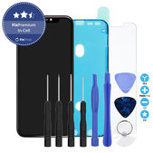 Display In-Cell FHD for iPhone 11, Touch Screen with Frame, Adhesive, Tempered Glass, Toolkit, FixPremium