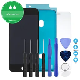 Apple iPhone 7 - LCD Display + Touch Screen + Frame (Black) TFT + LCD Adhesive + Tempered Glass + Toolkit - Multipack