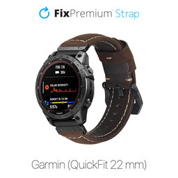 FixPremium - Leather Strap for Garmin (QuickFit 22mm), brown