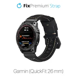 FixPremium - Leather Strap for Garmin (QuickFit 26mm), black