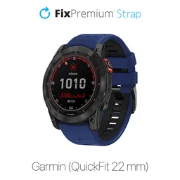 FixPremium - Two-tone Silicone Strap for Garmin (QuickFit 22mm), blue