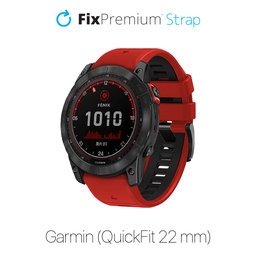FixPremium - Two-tone Silicone Strap for Garmin (QuickFit 22mm), red