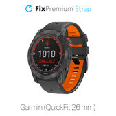 FixPremium - Two-tone Silicone Strap for Garmin (QuickFit 26mm), grey