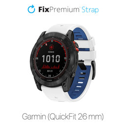 FixPremium - Two-tone Silicone Strap for Garmin (QuickFit 26mm), white